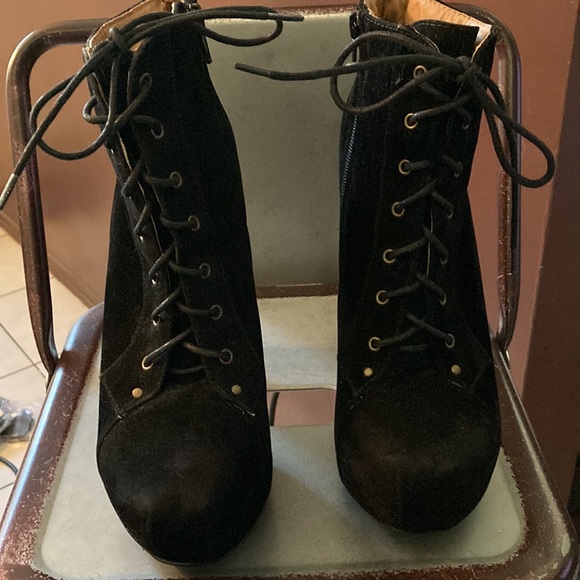 FRH Black Velvet Clear Heel Booties - Picture 2 of 6